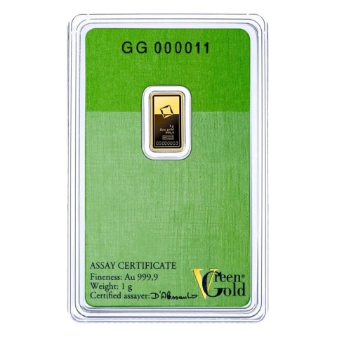 1 g Gold Bar | Valcambi | Green Gold – reverse