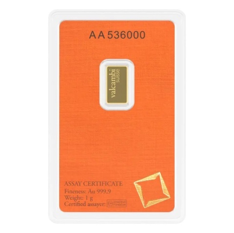 1 g Minted Gold Bar | Valcambi – reverse
