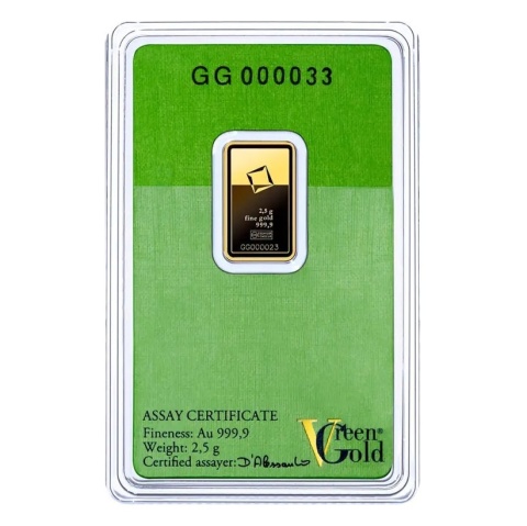 2.5 g Gold Bar | Valcambi | Green Gold – reverse