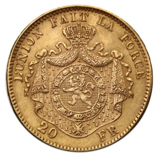 20 Francs Belgium Leopold II Gold Coin | 1867 - 1882