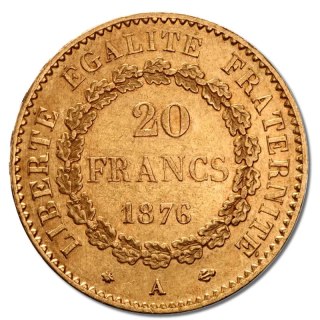 20 Francs France Third Republic Angel Gold Coin | 1871 - 1898