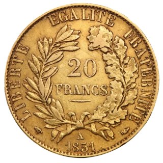 20 French Francs Cérès 2nd Republic | Gold | 1848-1852