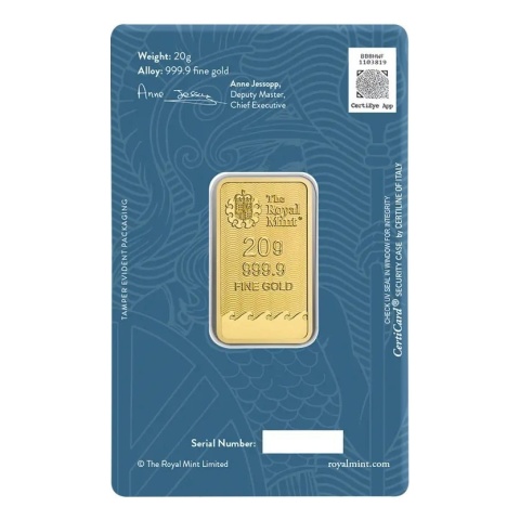 20 g Britannia Gold Bar | The Royal Mint – reverse