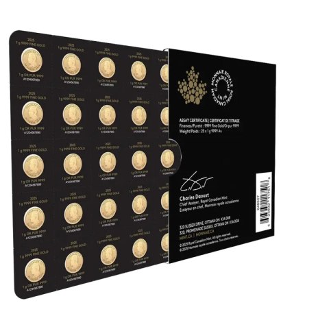 25 x 1 g Maple Leaf MapleGram Gold Coins | 2026
