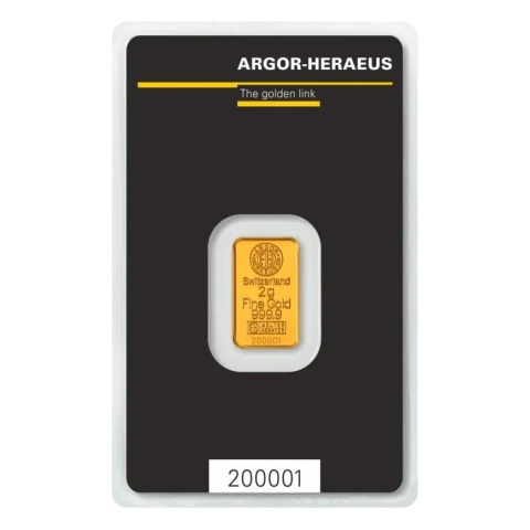 2 g Gold Bar | Argor-Heraeus | Kinebar – reverse