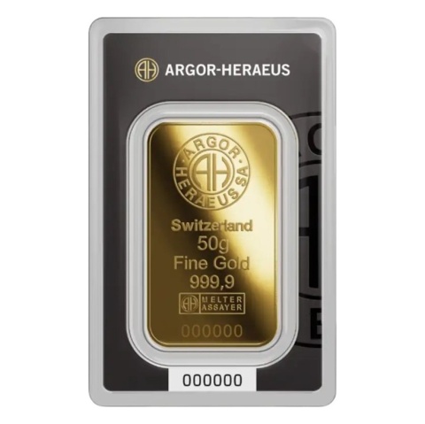50 g Gold Bar | Argor-Heraeus | Minted – obverse