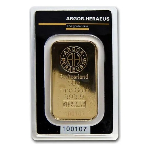 50 g Gold Bar | Argor-Heraeus | Kinebar – reverse