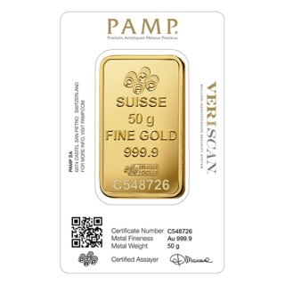 50 g Gold Bar PAMP Fortuna