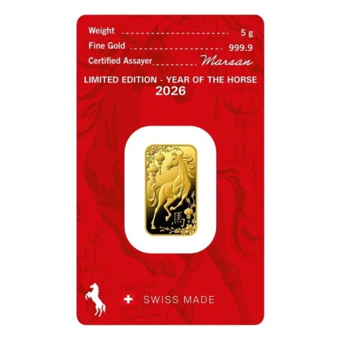 5 g Year of the Horse Gold Bar 2026 | Argor-Heraeus