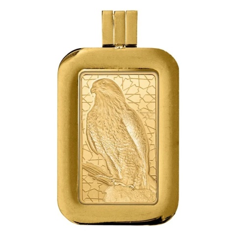 5 g Arabian Falcon Gold Pendant Bar | PAMP Suisse – obverse