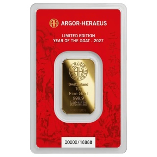 10 g Year of the Goat Gold Bar 2027 | Argor-Heraeus