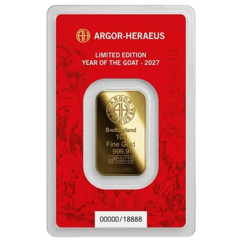 10 g Year of the Goat Gold Bar 2027 | Argor-Heraeus