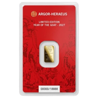 1 g Year of the Goat Gold Bar 2027 | Argor-Heraeus