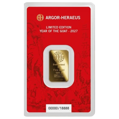 5 g Year of the Goat Gold Bar 2027 | Argor-Heraeus