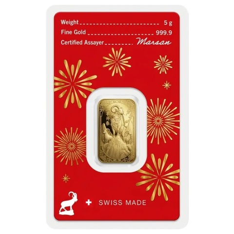 5 g Year of the Goat Gold Bar 2027 | Argor-Heraeus
